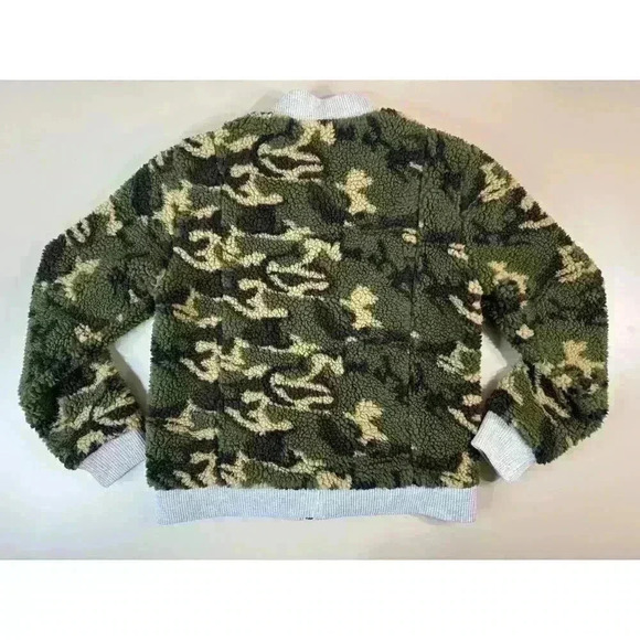 Chaser Womens Camo Teddy Bear Bomber Jacket NWT Small Satin Lined Neutral Zip Up - Picture 5 of 9